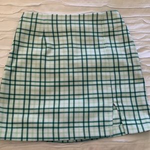 green plaid skirt